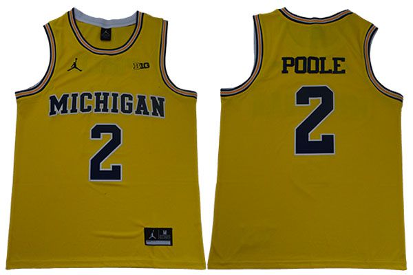 Men Michigan Wolverines #2 Poole Yellow NBA NCAA Jerseys